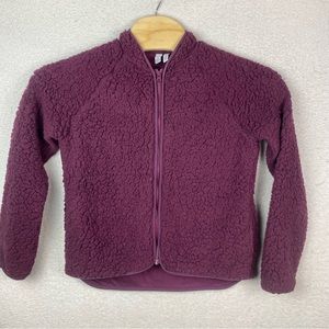 Z‎ by Zella Sherpa Aura Faux Shearling Maroon Zip Front Jacket Wms Sz Medium